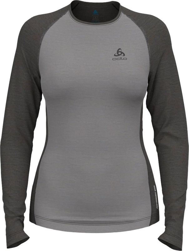 Odlo L/S Natural Performance Wool W Undertøy Overdel Grey Melange/Dark Grey Melange, XL